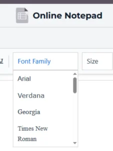 Screenshot of font family dropdown menu.